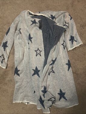 POL Cream Cardigan with Navy Star Motif